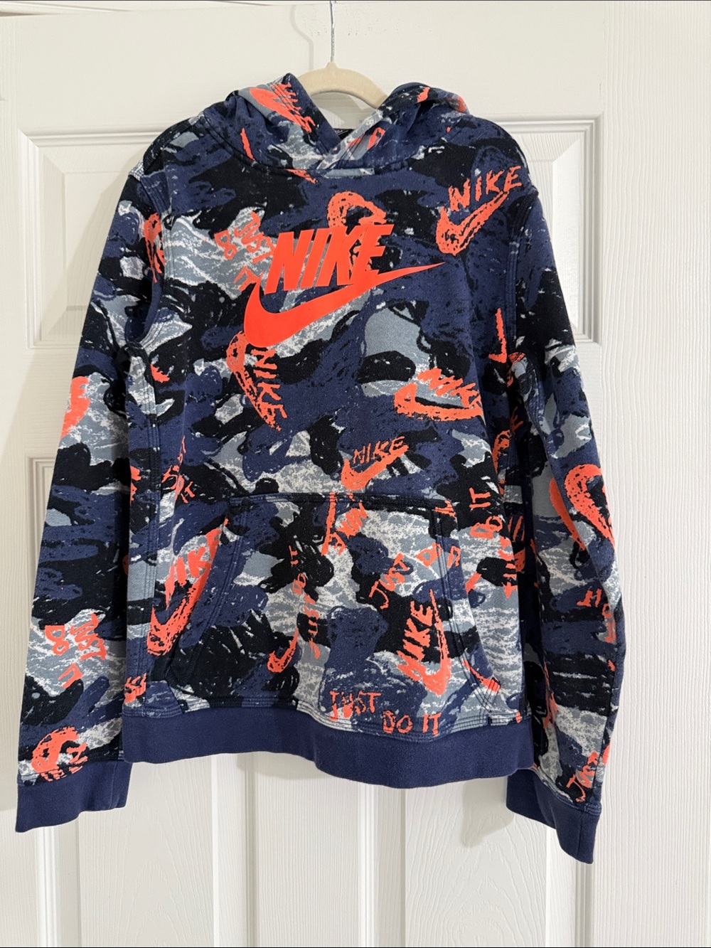 Nike Navy, Gray & Orange Camo Pullover Hoodie